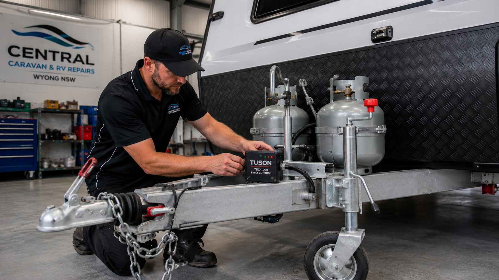 Tuson sway control wiring and installation check on caravan A-frame